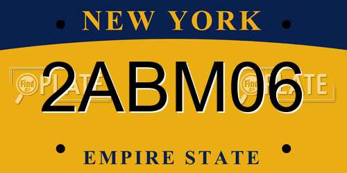 2ABM06 New York License Plate
