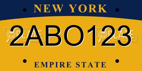 2ABO123 New York License Plate