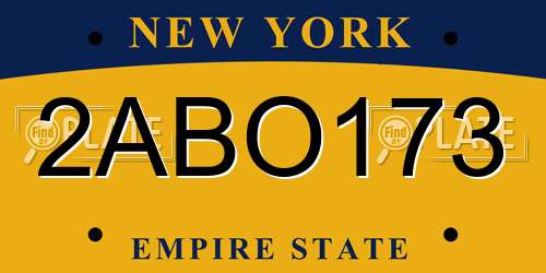 2ABO173 New York License Plate