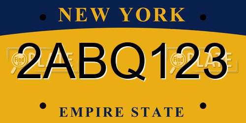2ABQ123 New York License Plate