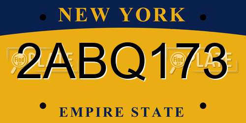 2ABQ173 New York License Plate