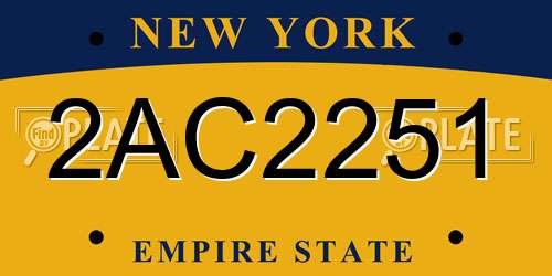 2AC2251 New York License Plate