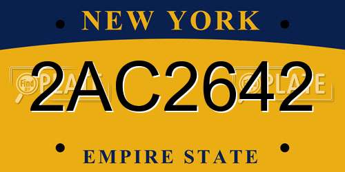 2AC2642 New York License Plate