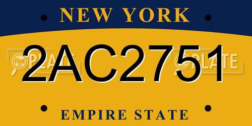 2AC2751 New York License Plate