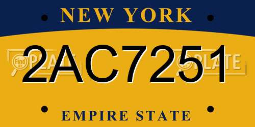 2AC7251 New York License Plate