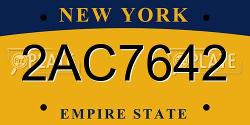2AC7642 New York License Plate