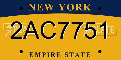 2AC7751 New York License Plate
