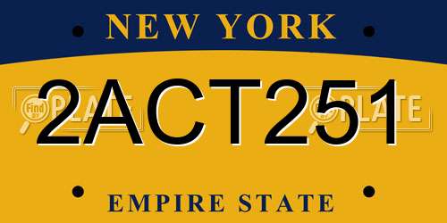 2ACT251 New York License Plate