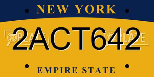 2ACT642 New York License Plate