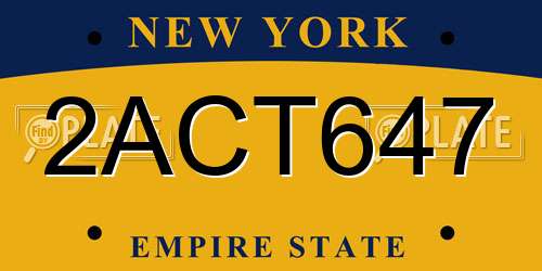 2ACT647 New York License Plate