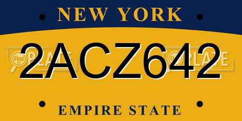 2ACZ642 New York License Plate