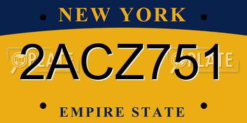 2ACZ751 New York License Plate