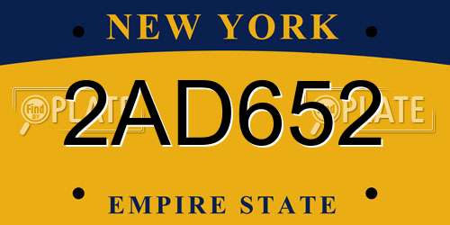 2AD652 New York License Plate