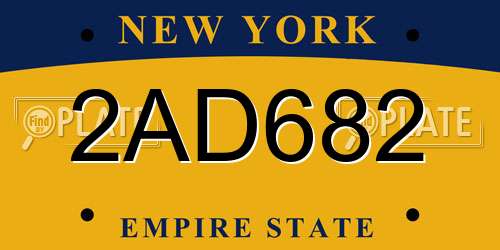 2AD682 New York License Plate