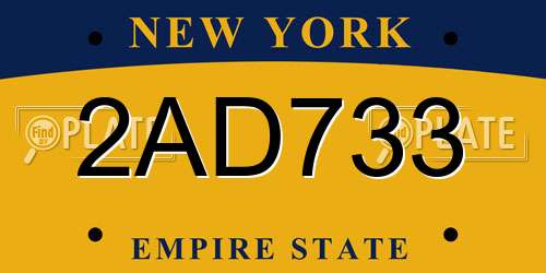 2AD733 New York License Plate