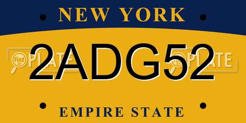 2ADG52 New York License Plate