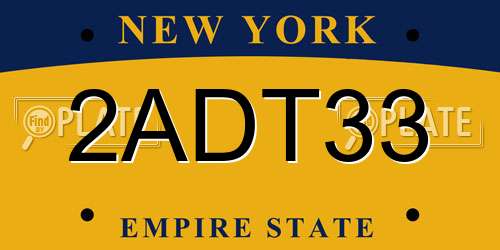 2ADT33 New York License Plate