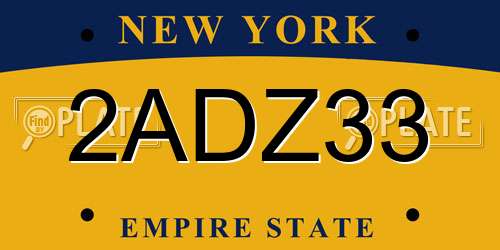 2ADZ33 New York License Plate
