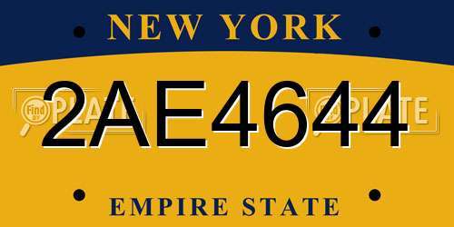 2AE4644 New York License Plate