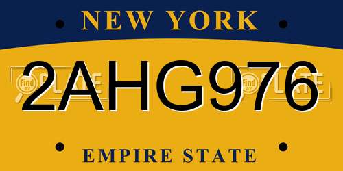2AHG976 New York License Plate