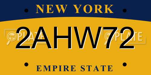 2AHW72 New York License Plate
