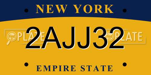 2AJJ32 New York License Plate