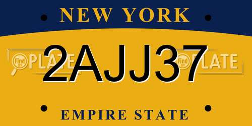 2AJJ37 New York License Plate