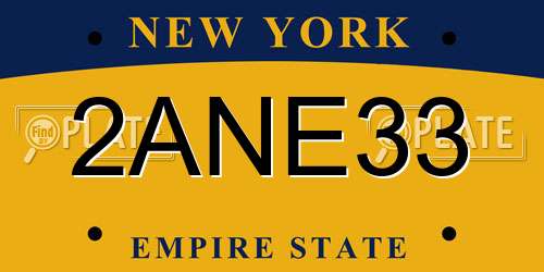 2ANE33 New York License Plate