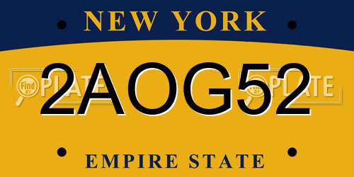 2AOG52 New York License Plate