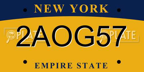 2AOG57 New York License Plate
