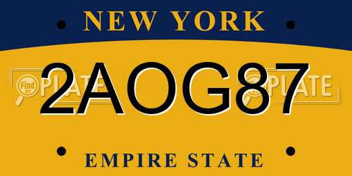 2AOG87 New York License Plate