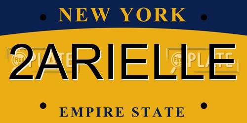 2ARIELLE New York License Plate