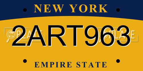2ART963 New York License Plate