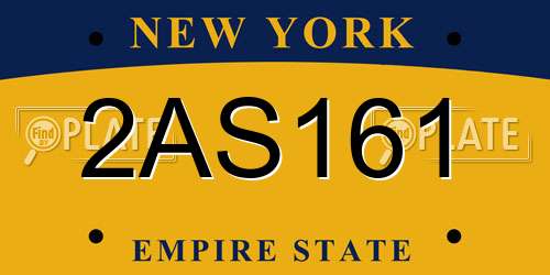 2AS161 New York License Plate