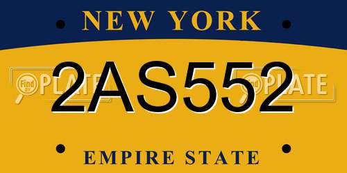 2AS552 New York License Plate