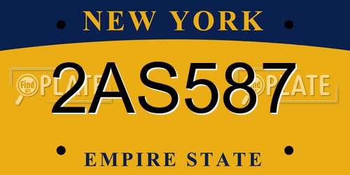 2AS587 New York License Plate