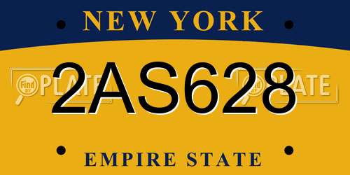 2AS628 New York License Plate