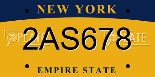 2AS678 New York License Plate