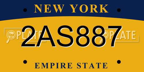 2AS887 New York License Plate