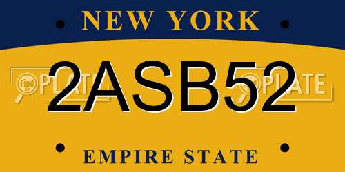 2ASB52 New York License Plate