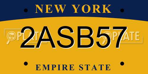 2ASB57 New York License Plate