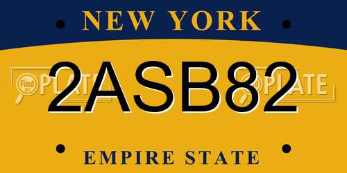 2ASB82 New York License Plate