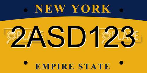 2ASD123 New York License Plate