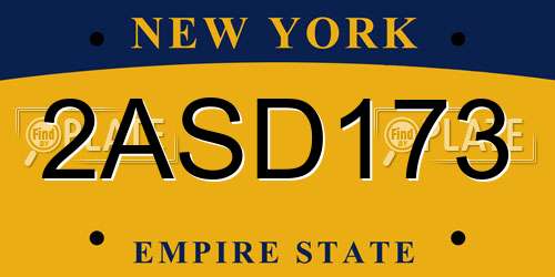 2ASD173 New York License Plate