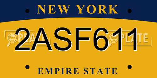 2ASF611 New York License Plate