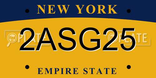 2ASG25 New York License Plate