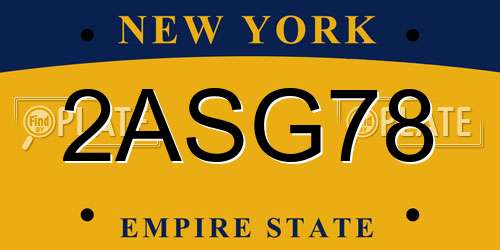 2ASG78 New York License Plate