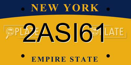 2ASI61 New York License Plate