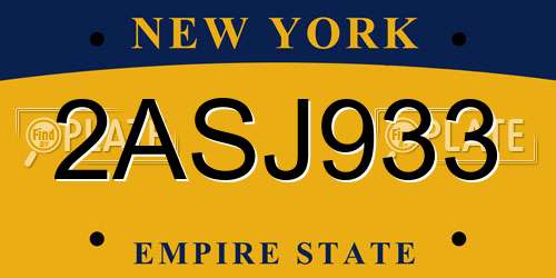 2ASJ933 New York License Plate