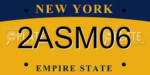 2ASM06 New York License Plate